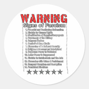 Pegatina Redonda Signos De Aviso De Fascismo Contra Trump Se Oponen