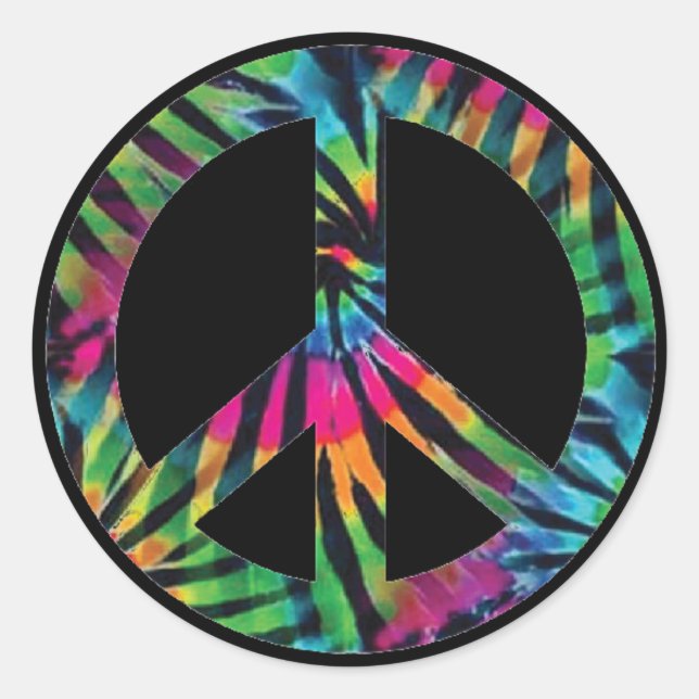 Pegatina Redonda Signos de paz Pegatinas - Diseño hippie arcoiris (Anverso)