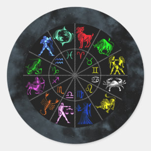 Pegatina Redonda Signos de zodiaco juntos