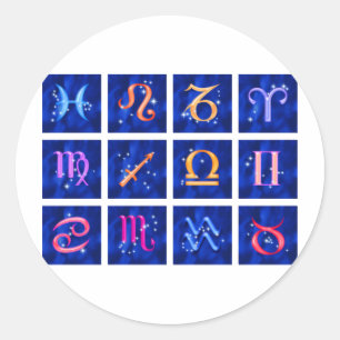 Pegatina Redonda Signos zodiacos y constelaciones