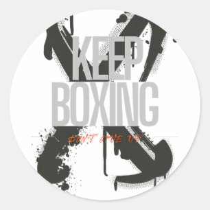 Pegatina Redonda Sigue boxeando nunca te rindas entrenamiento motiv