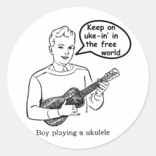 Pegatina Redonda Sigue en el mundo libre (Ukulele)