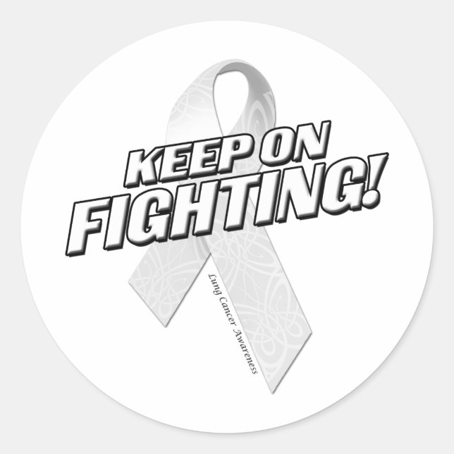 Pegatina Redonda Sigue luchando contra el cáncer de pulmón (Anverso)