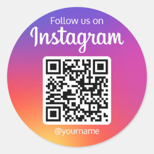 Pegatina Redonda Síguenos En Instagram Social Media QR Code