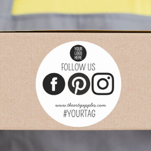 Pegatina Redonda Síguenos en redes sociales Logo para pequeñas empr