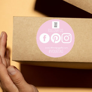 Pegatina Redonda Síguenos en redes sociales Logo para pequeñas empr
