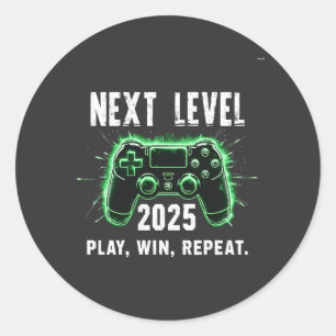 Pegatina Redonda Siguiente jugador de juego de nivel 2025 Win Repet