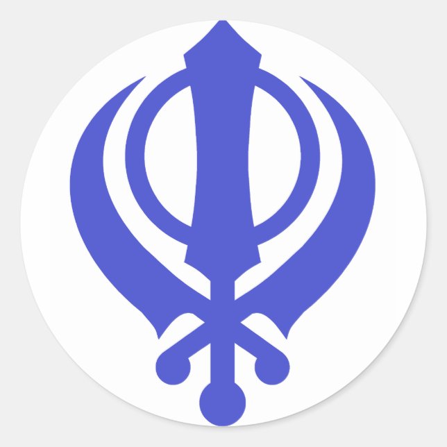 Pegatina Redonda Sikh Khanda Blue (Anverso)