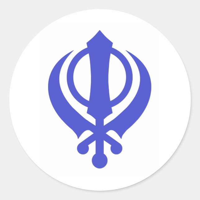 Pegatina Redonda Sikh Khanda Blue (Anverso)