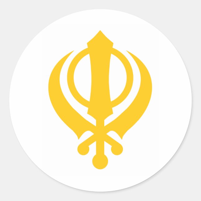 Pegatina Redonda Sikh Khanda Gold (Anverso)