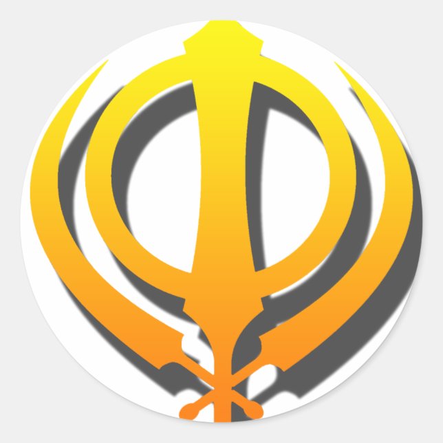 Pegatina Redonda Sikh Khanda Khalsa Sikhism Punjabi (Anverso)