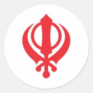 Pegatina Redonda Sikh Khanda Red