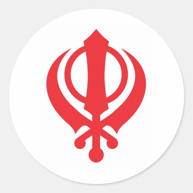 Pegatina Redonda Sikh Khanda Red (Anverso)