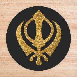 Pegatina Redonda Sikh Khanda "Sin miedo y libre"