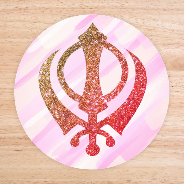 Pegatina Redonda Sikh Khanda "Sin miedo y libre" (Subido por el creador)