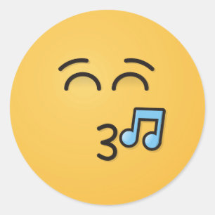 Pegatina Redonda Silbando cara con ojos sonrientes