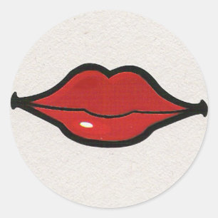 Pegatina Redonda Silenciosos labios rojos
