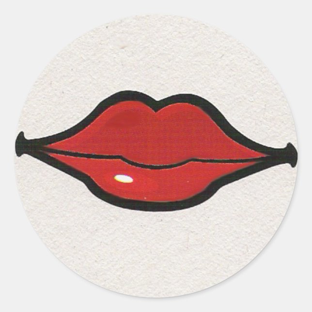 Pegatina Redonda Silenciosos labios rojos (Anverso)