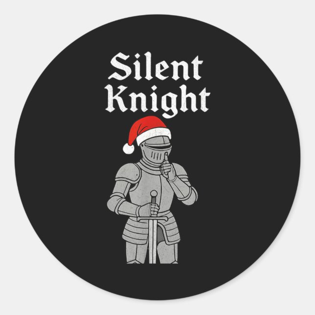 Pegatina Redonda Silent Santa Knight Christmas Holiday Xmas Theme M (Anverso)