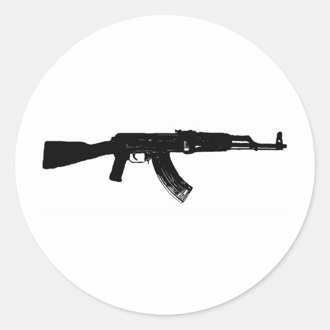 Pegatina Redonda Silhouette AK-47 (Anverso)