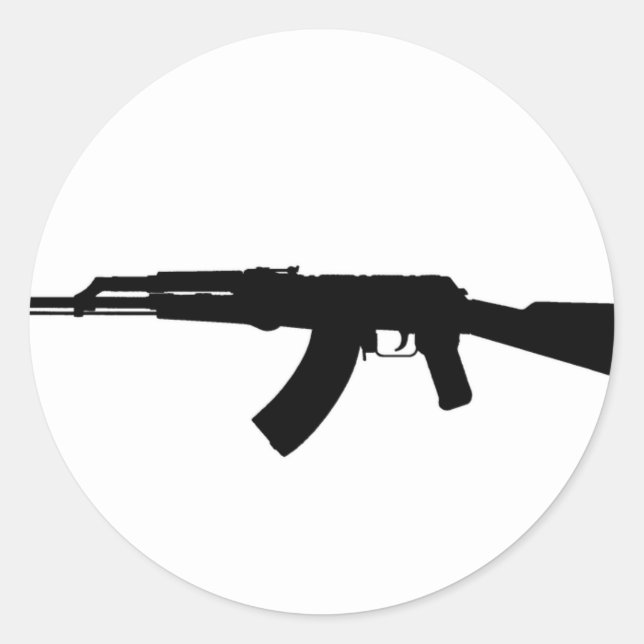 Pegatina Redonda Silhouette AK-47 (Anverso)