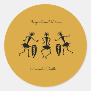 Pegatina Redonda Silhouette, asombrosa danza Inspiradora