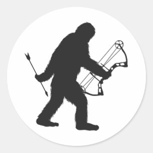 Pegatina Redonda Silhouette Bigfoot Archer
