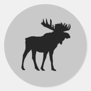 Pegatina Redonda Silhouette Black Moose Wilderness
