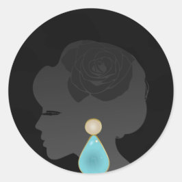 Pegatina Redonda Silhouette Black Woman Dark Glamour