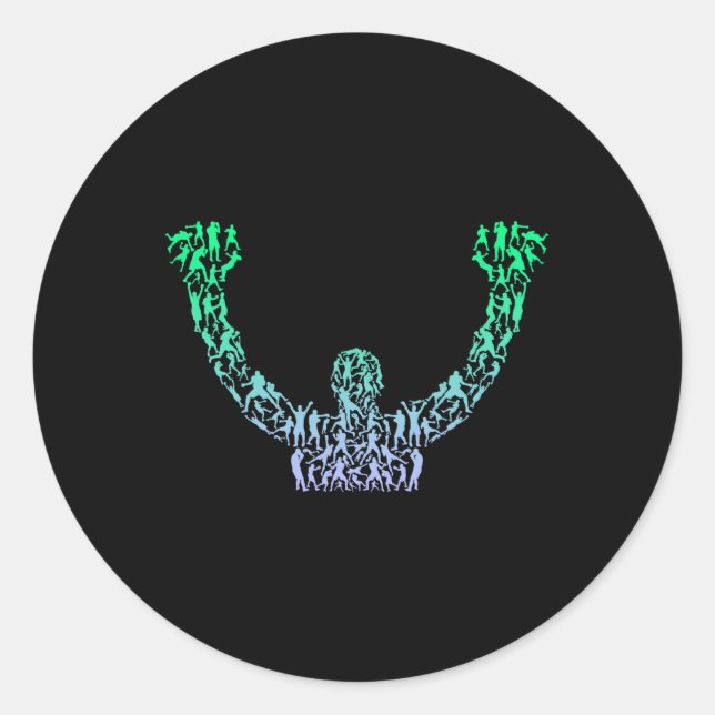 Pegatina Redonda Silhouette Boxer Shirt Boxer Shirt Mens Boxin (Anverso)