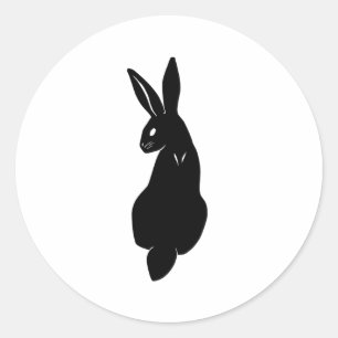 Pegatina Redonda Silhouette Classy Black Rabbit
