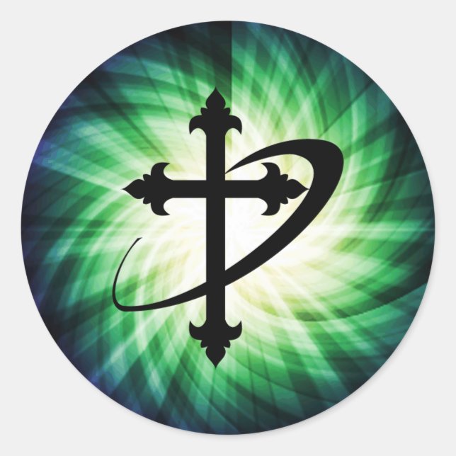 Pegatina Redonda Silhouette cruzada; brillante (Anverso)