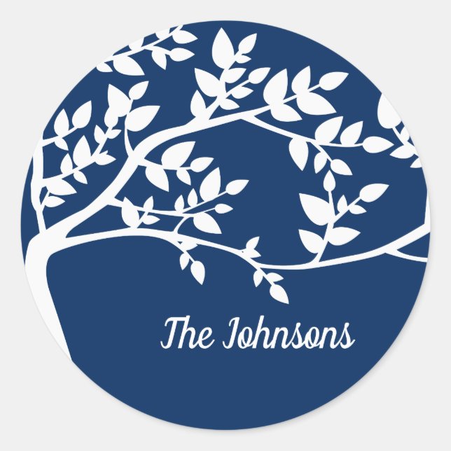 Pegatina Redonda Silhouette de árbol (Anverso)