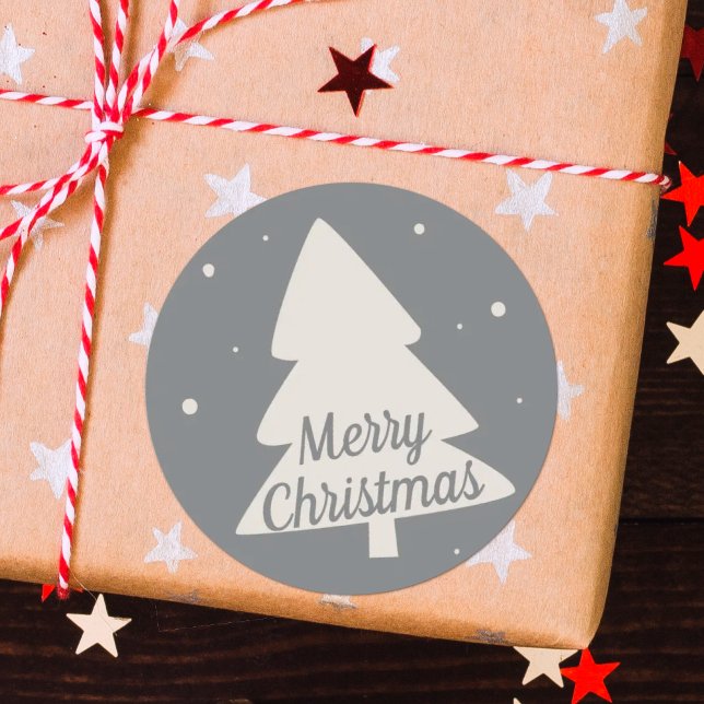 Pegatina Redonda Silhouette de árbol de navidad (Subido por el creador)