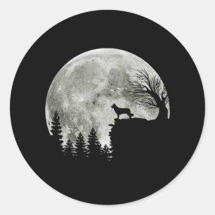 Pegatina Redonda Silhouette de Border Collie en Perro de Halloween