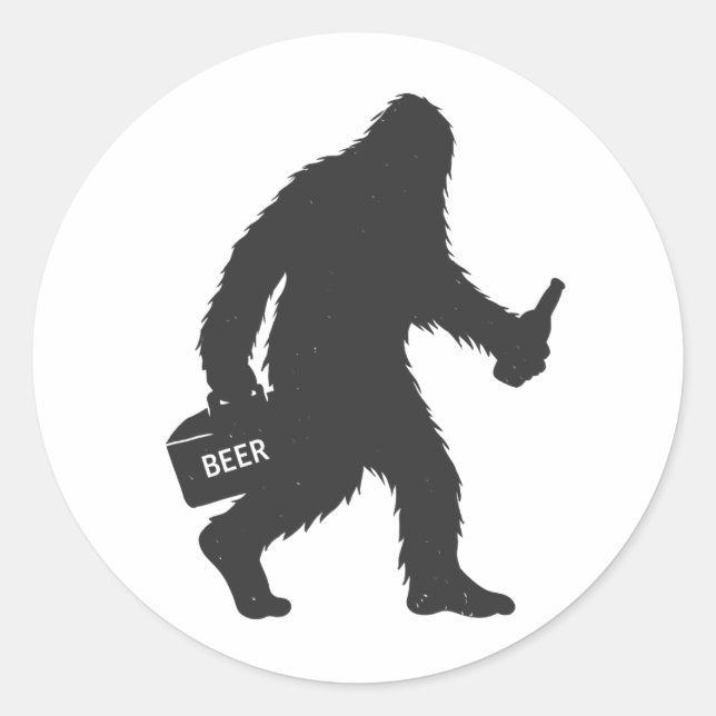 Pegatina Redonda Silhouette de cerveza Bigfoot (Anverso)