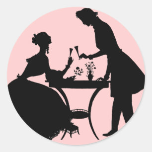 Pegatina Redonda Silhouette de época