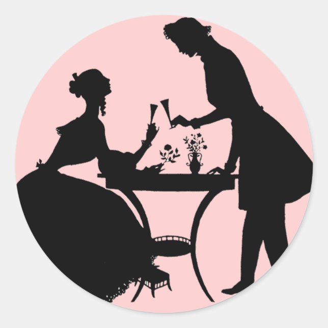 Pegatina Redonda Silhouette de época (Anverso)