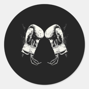 Pegatina Redonda Silhouette de guantes de boxeo