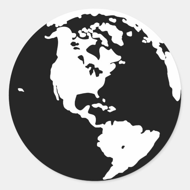 Pegatina Redonda Silhouette de la Tierra (Anverso)