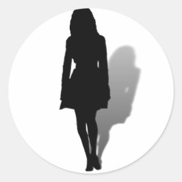 Pegatina Redonda Silhouette de una mujer