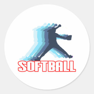 Pegatina Redonda Silhouette Fast Pitch Softball