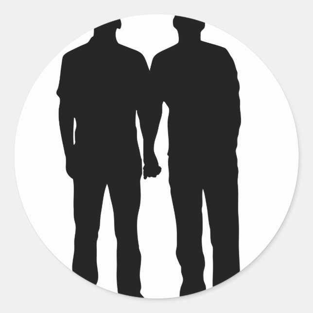 Pegatina Redonda Silhouette Gay Couple (Anverso)