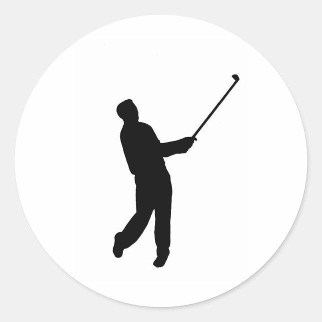 Pegatina Redonda Silhouette Golfer (Anverso)
