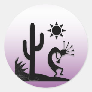 Pegatina Redonda Silhouette Kokopelli