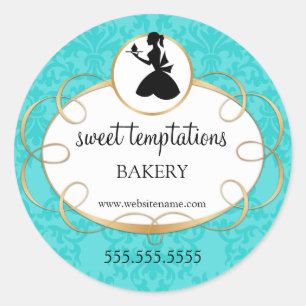 Pegatina Redonda Silhouette Lady and Cupcake Bakery Packery (Clase)