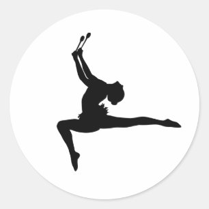 Pegatina Redonda Silhouette Rhythmic Gymnastics