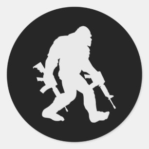 Pegatina Redonda Silhouette Sasquatch