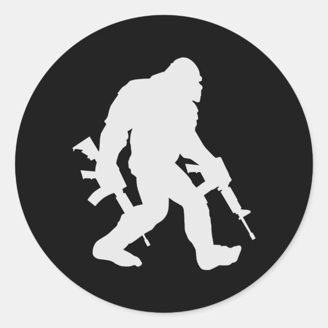 Pegatina Redonda Silhouette Sasquatch (Anverso)