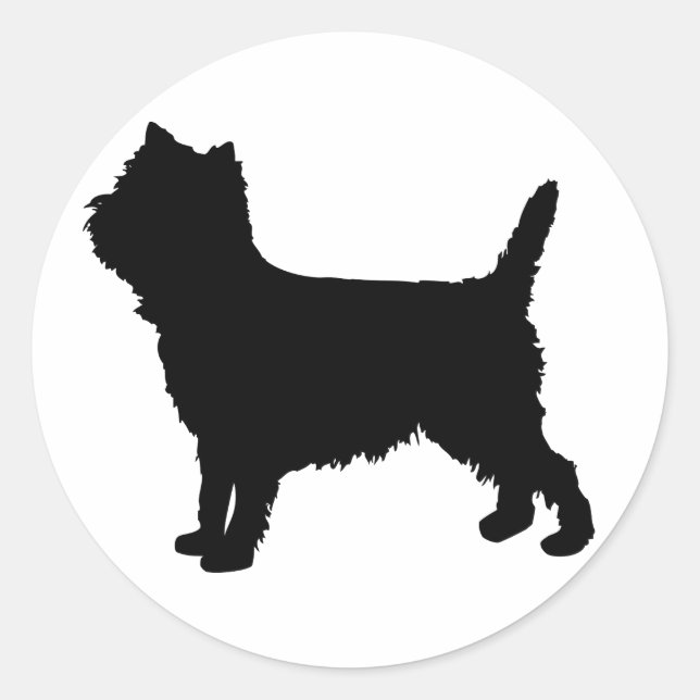 Pegatina Redonda Silhouette Westie/ Cairn Terrier (Anverso)